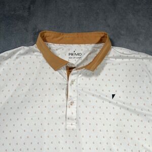 Primo Golf Polo Shirt Men's 2XL White Crescent Print Performance Golf